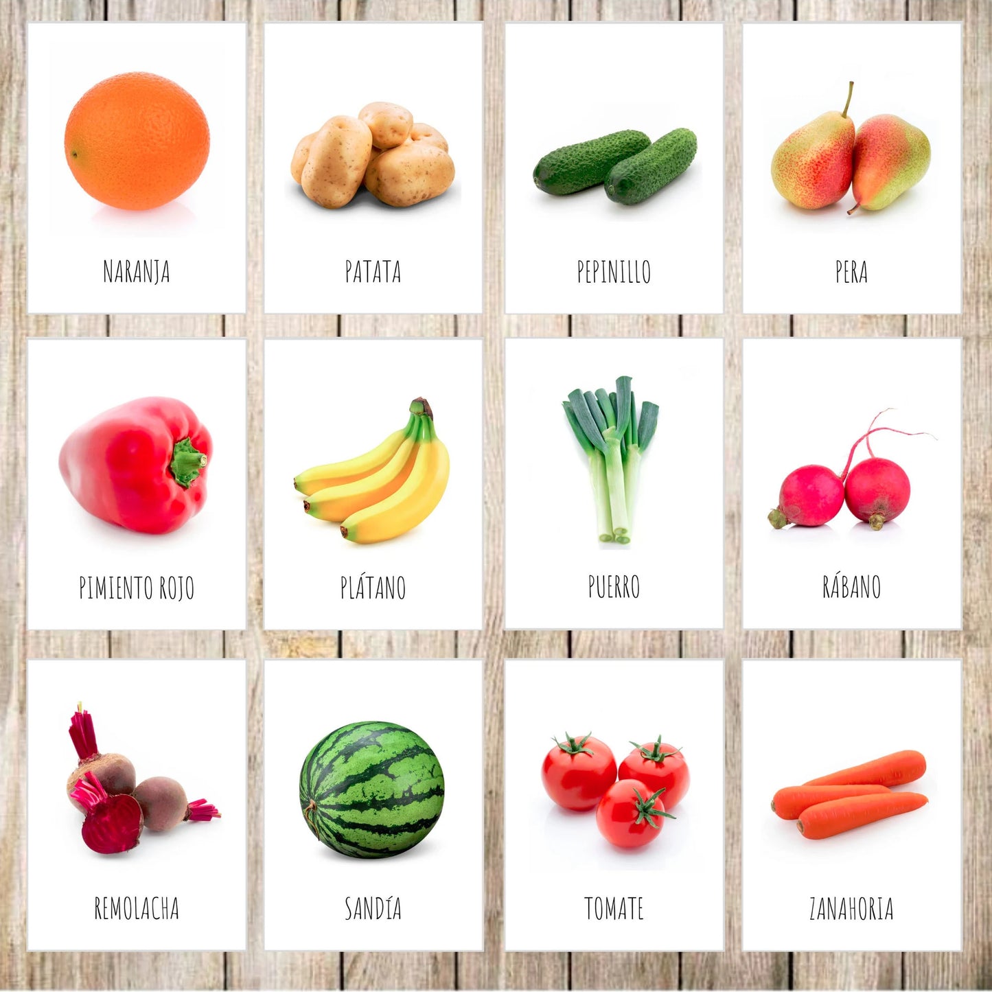 Montessori fruit and vegetable cards