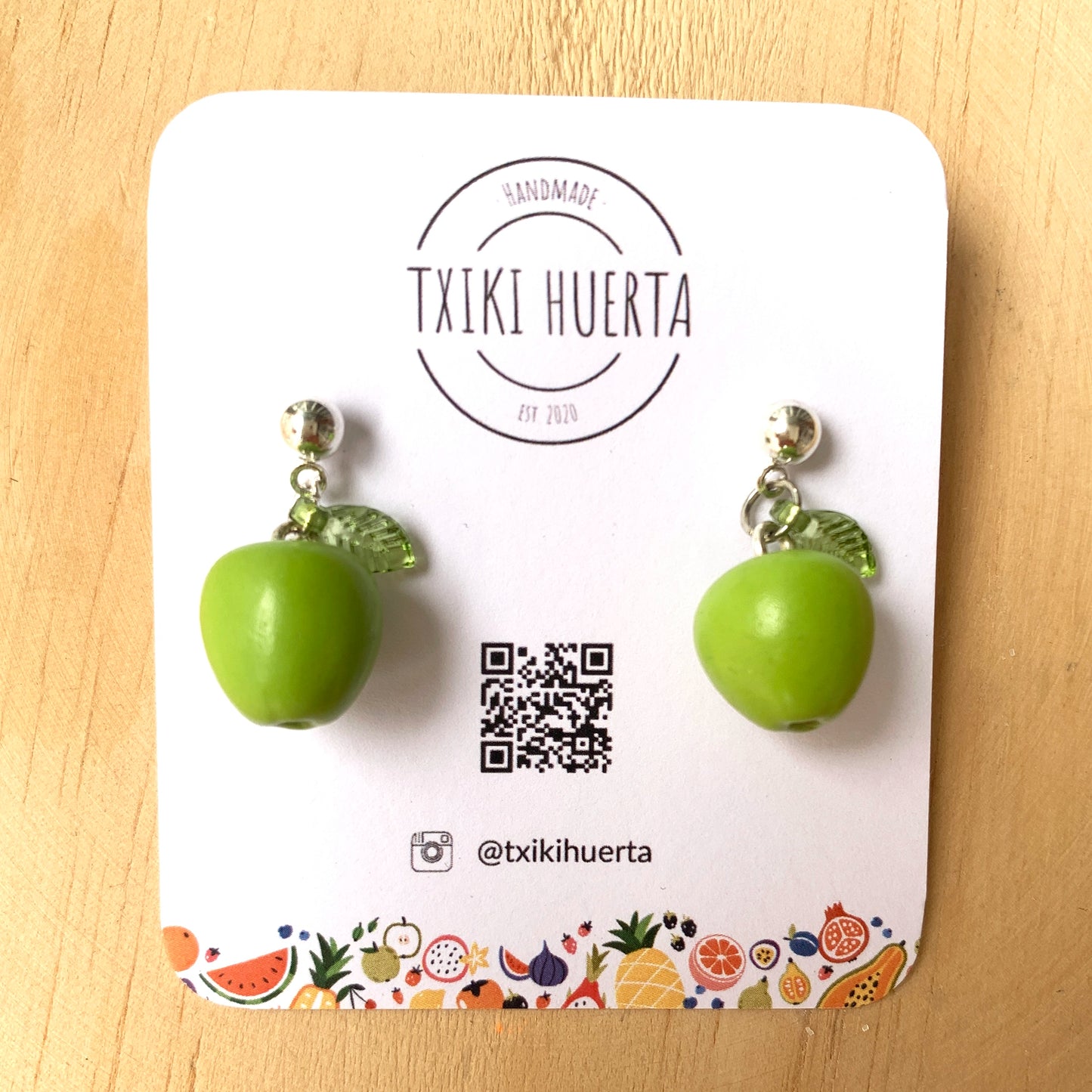 Green or yellow apple earrings