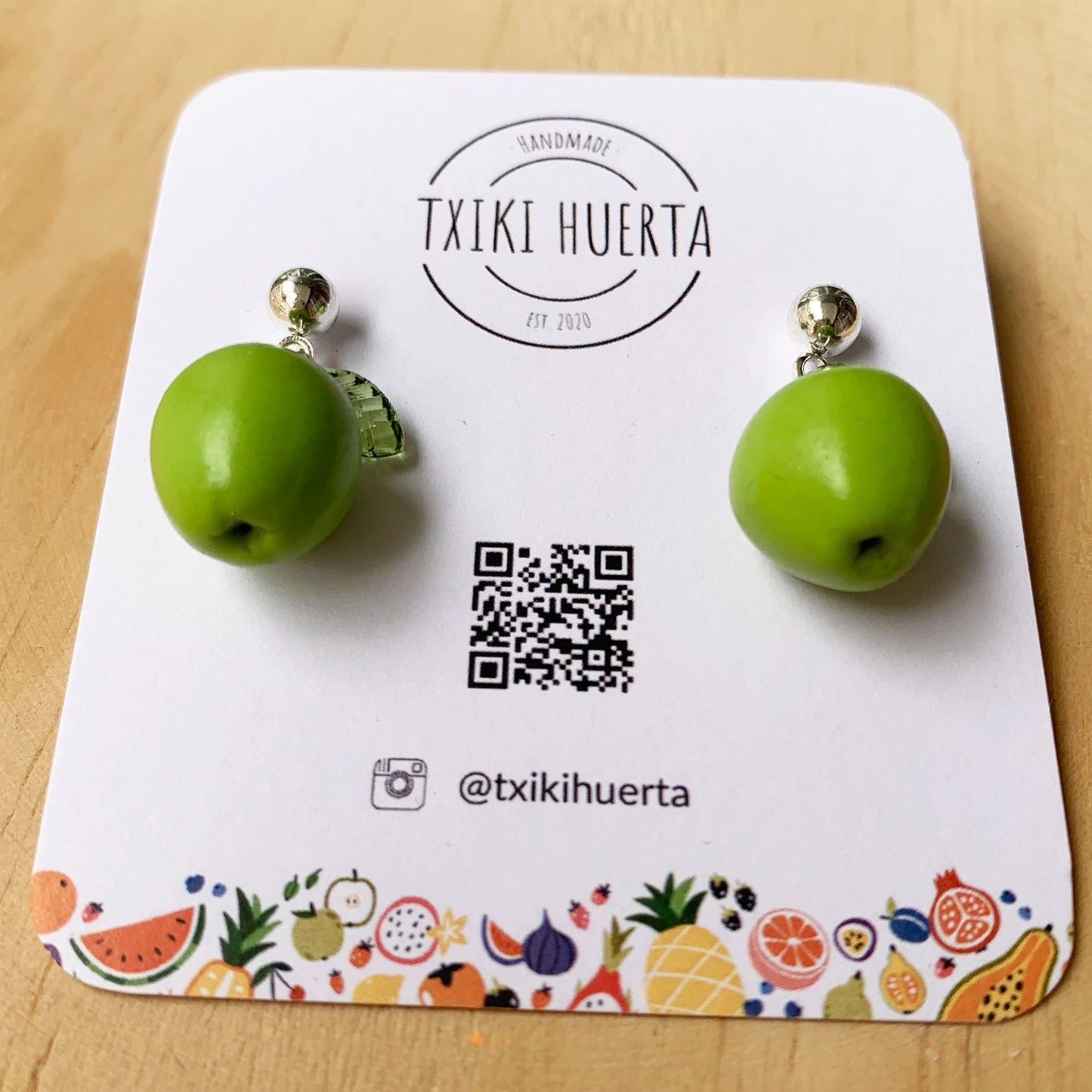 Boucles d'oreilles pomme verte ou jaune