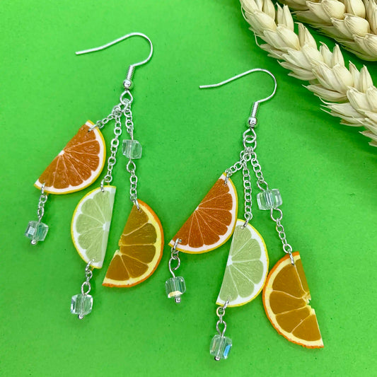 Boucles d'oreilles citron et orange