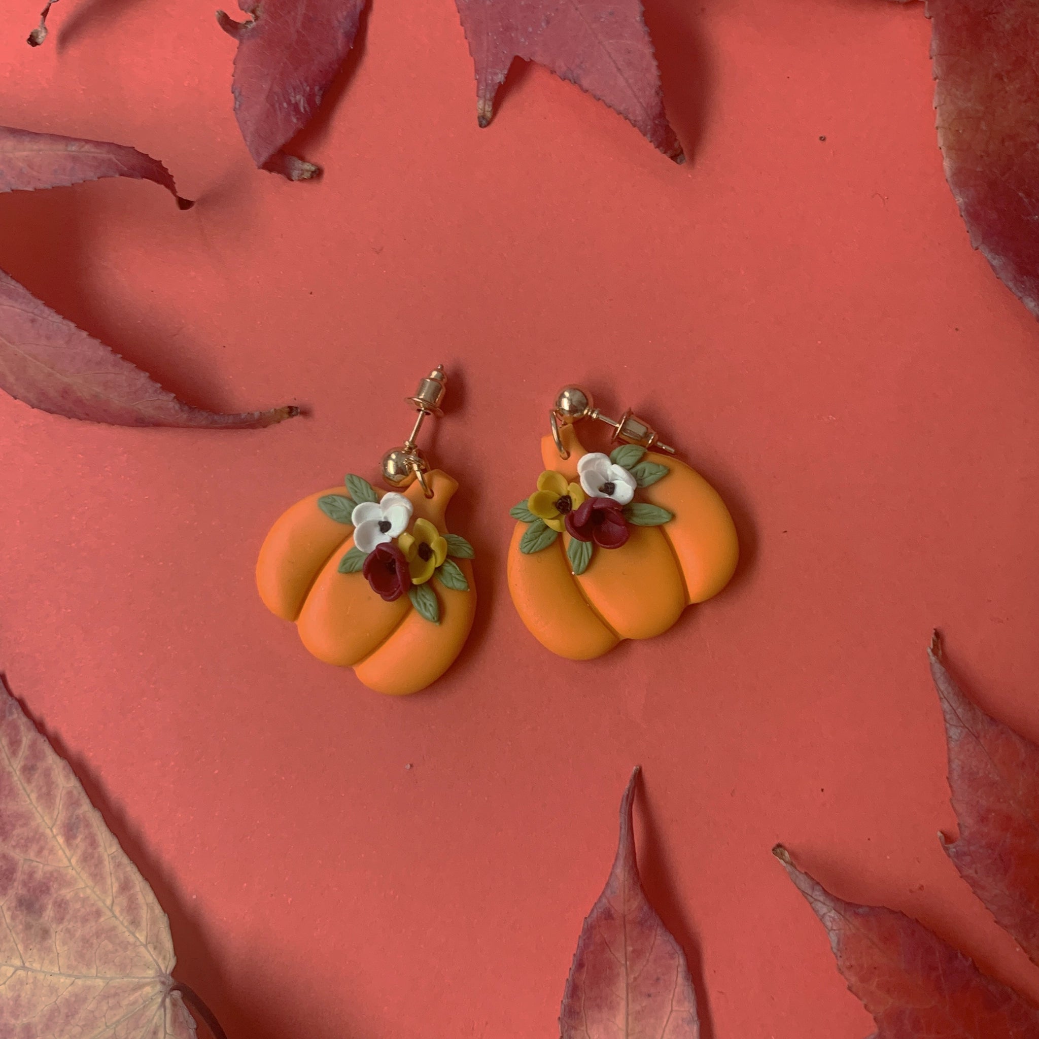 Pendientes Calabaza con flores