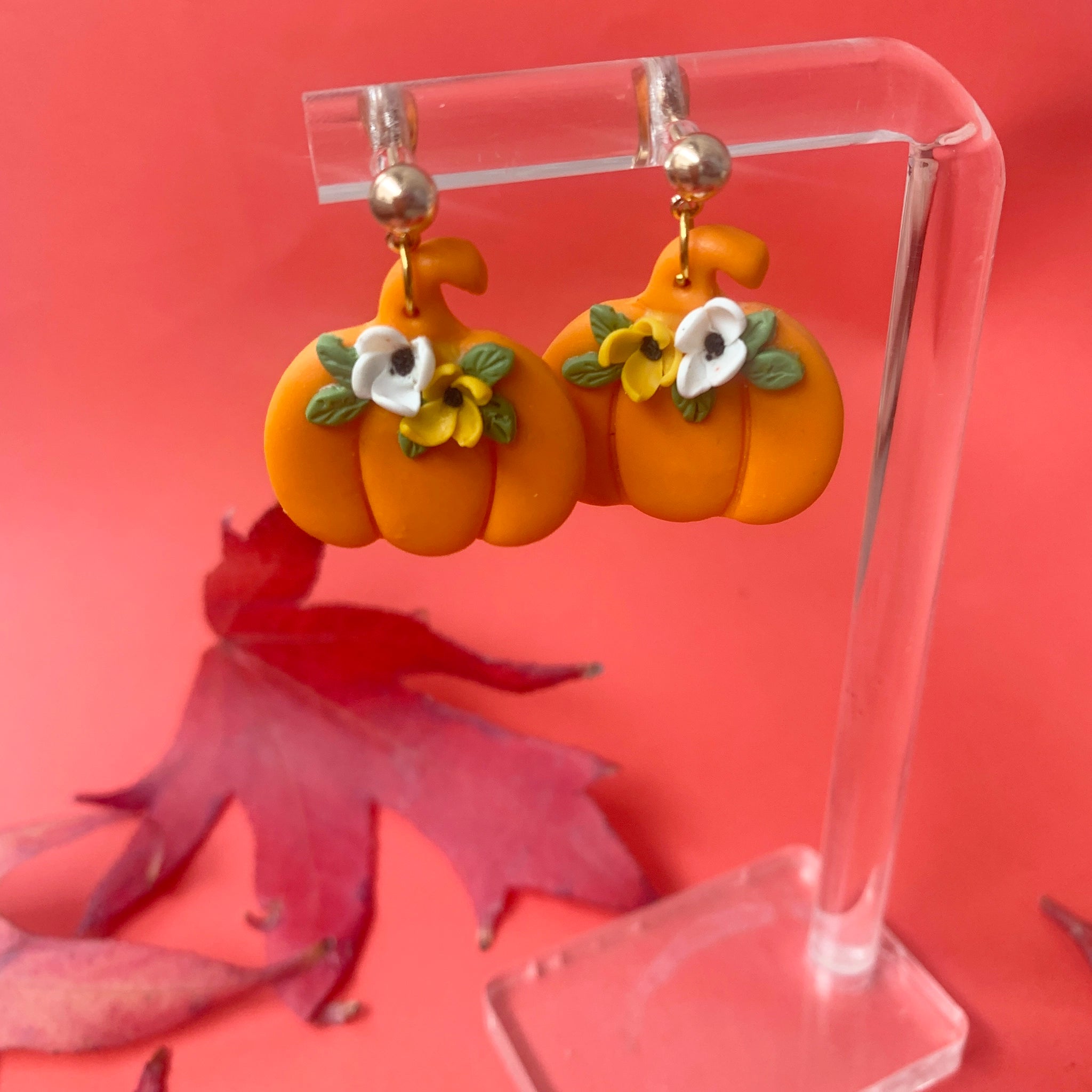 Pendientes Calabaza con flores