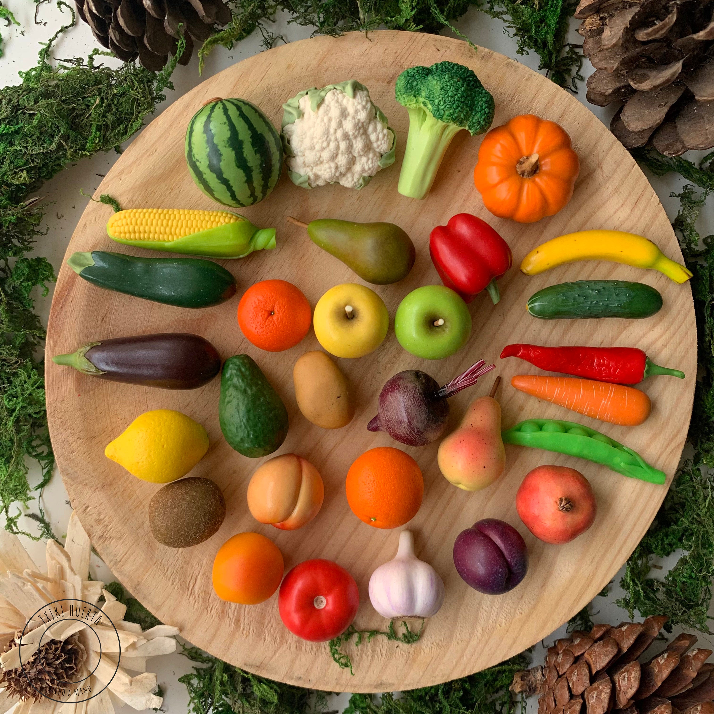 Pack de 30 miniaturas de frutas y verduras