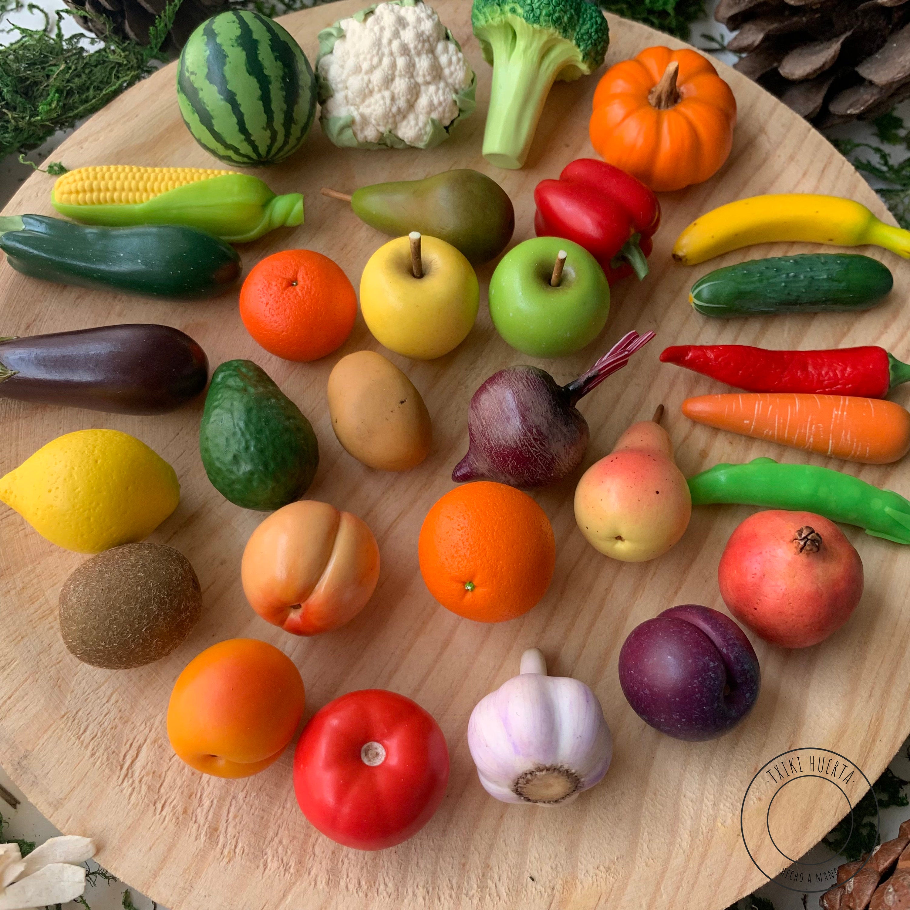 Pack de 30 miniaturas de frutas y verduras